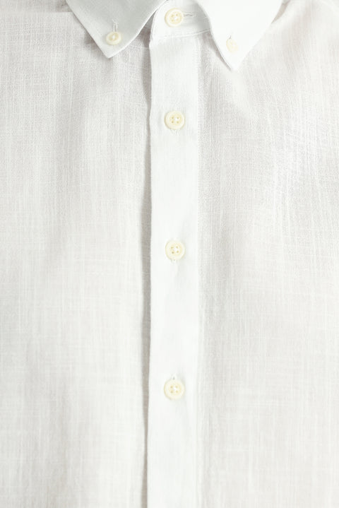 Beyaz Kısa Kol Regular Fit Spor Pamuk Düğmeli Yaka Gömlek