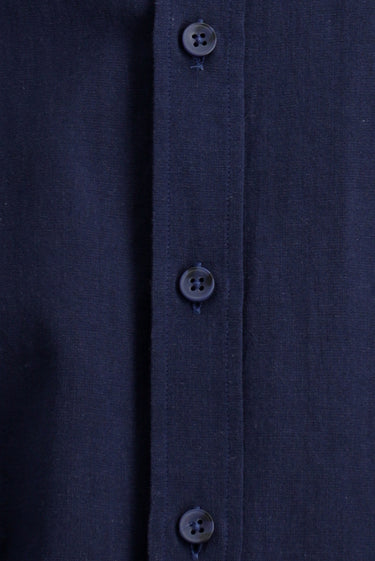 Koyu Lacivert Kısa Kol Regular Fit Düğmeli Yaka Pamuk Gömlek