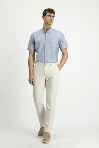  Koyu Mavi  Kısa Kol Regular Fit Desenli Spor Düğmeli Yaka Pamuk Gömlek