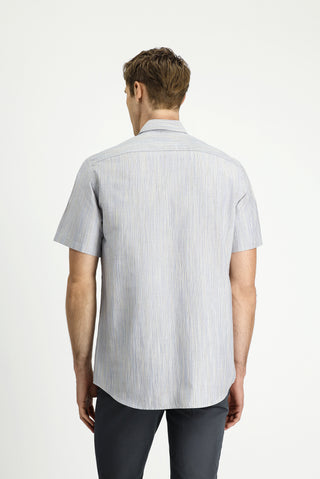  Açık Vizon Kısa Kol Regular Fit Desenli Spor Düğmeli Yaka Pamuk Gömlek