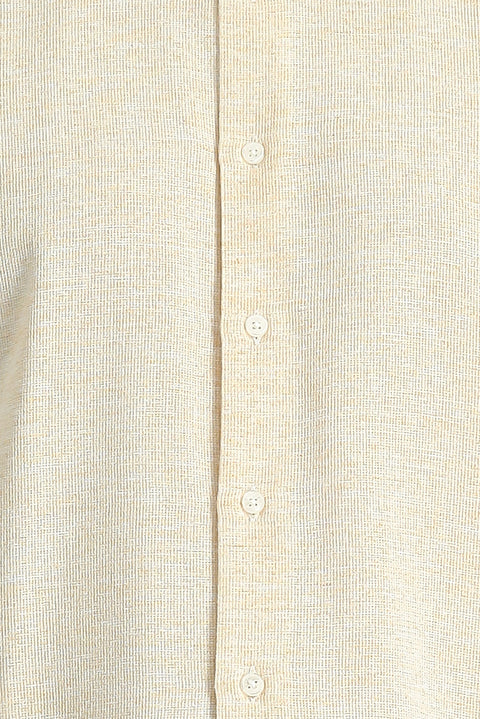 Sarı Kısa Kol Regular Fit Desenli Spor Pamuklu Gömlek