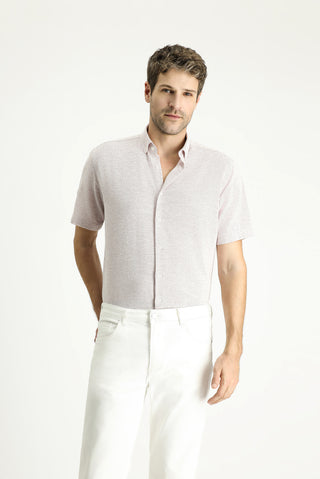  Mürdüm Kısa Kol Regular Fit Desenli Spor Pamuklu Gömlek