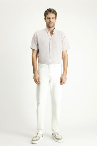  Mürdüm Kısa Kol Regular Fit Desenli Spor Pamuklu Gömlek