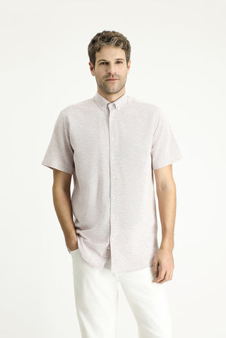  Mürdüm Kısa Kol Regular Fit Desenli Spor Pamuklu Gömlek