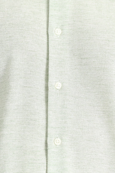 Çağla Yeşili Kısa Kol Regular Fit Desenli Spor Pamuklu Gömlek