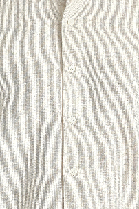 Açık Vizon Kısa Kol Regular Fit Desenli Spor Pamuklu Gömlek