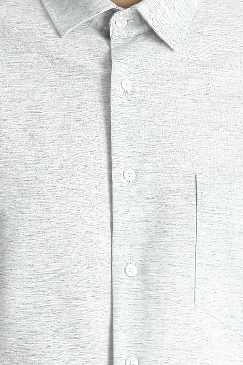 Açık Lacivert Kısa Kol Regular Fit Desenli Spor Pamuklu Gömlek