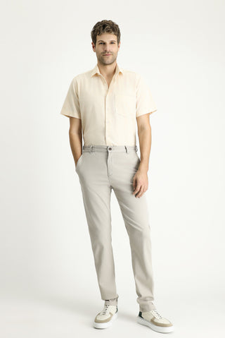  Sarı Kısa Kol Regular Fit Desenli Spor Pamuklu Gömlek