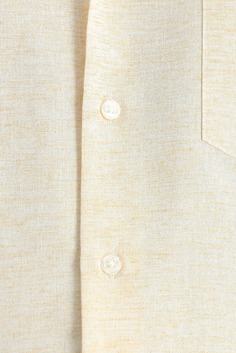 Sarı Kısa Kol Regular Fit Desenli Spor Pamuklu Gömlek