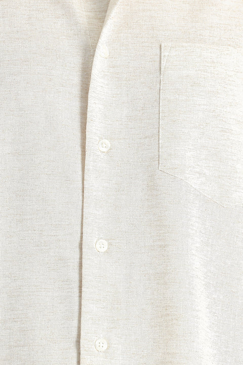 Açık Vizon Kısa Kol Regular Fit Desenli Spor Pamuklu Gömlek