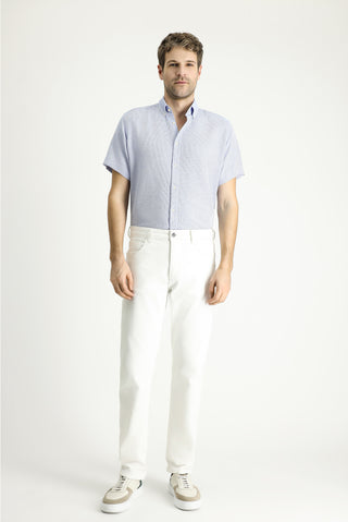  Koyu Mavi  Kısa Kol Regular Fit Desenli Spor Pamuklu Kolay Ütülenebilir Gömlek