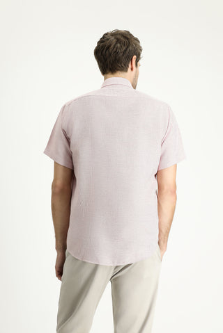  Pembe Kısa Kol Regular Fit Desenli Spor Pamuklu Kolay Ütülenebilir Gömlek