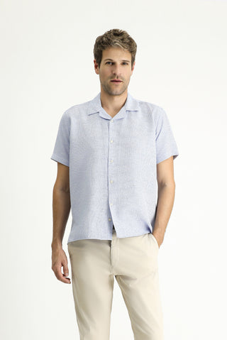  Koyu Mavi  Kısa Kol Regular Fit Desenli Spor Pamuklu Kolay Ütülenebilir Gömlek