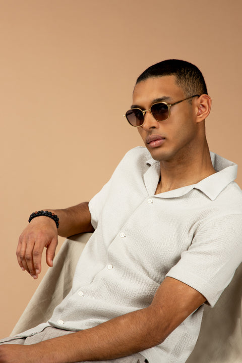 Taş Kısa Kol Regular Fit Desenli Pamuklu Kolay Ütülenebilir Gömlek