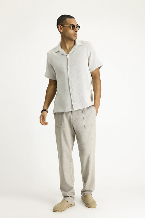 Taş Kısa Kol Regular Fit Desenli Pamuklu Kolay Ütülenebilir Gömlek