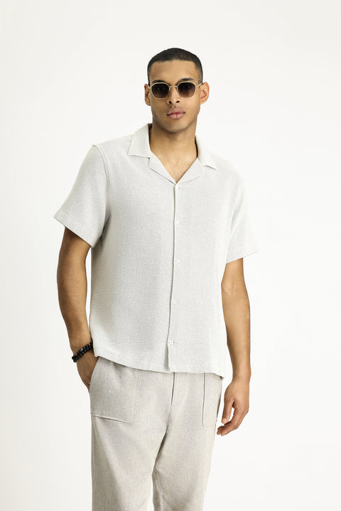 Taş Kısa Kol Regular Fit Desenli Pamuklu Kolay Ütülenebilir Gömlek