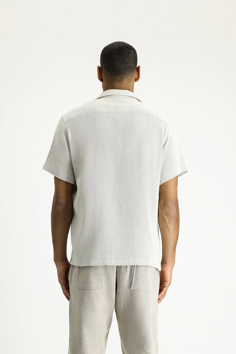 Taş Kısa Kol Regular Fit Desenli Pamuklu Kolay Ütülenebilir Gömlek