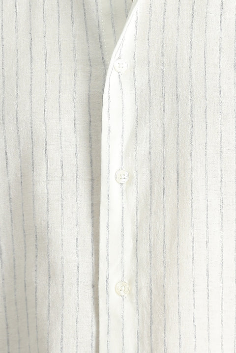 Koyu Lacivert Kısa Kol Regular Fit Çizgili Spor Pamuklu Gömlek