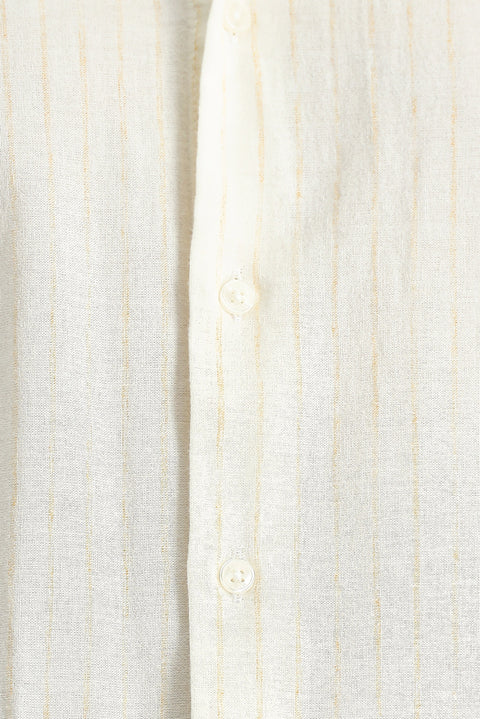 Sarı Kısa Kol Regular Fit Çizgili Spor Pamuklu Gömlek