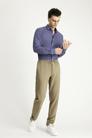  İndigo Uzun Kol Slim Fit Dar Kesim Desenli Spor Pamuk Gömlek