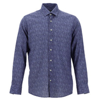 Indigo Long Sleeve Slim Fit Patterned Shirt