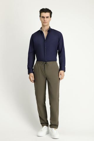  Koyu Lacivert Uzun Kol Slim Fit Dar Kesim Klasik Pamuklu Gömlek