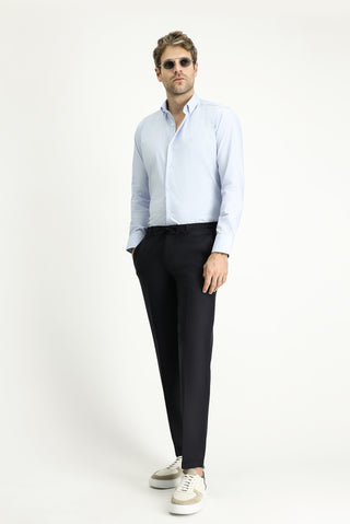  Uçuk Mavi Uzun Kol Slim Fit Dar Kesim Klasik Pamuklu Gömlek-Ki??l?