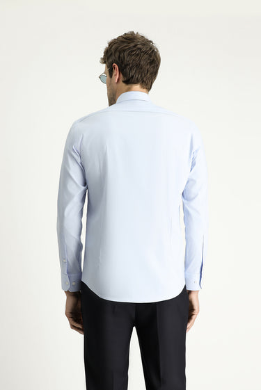  Uçuk Mavi Uzun Kol Slim Fit Dar Kesim Klasik Pamuklu Gömlek