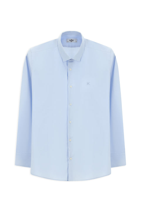 Uçuk Mavi Uzun Kol Slim Fit Dar Kesim Klasik Pamuklu Gömlek