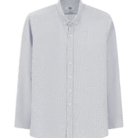 Koyu Mavi  Uzun Kol Slim Fit Dar Kesim Çizgili Pamuk Düğmeli Yaka Gömlek