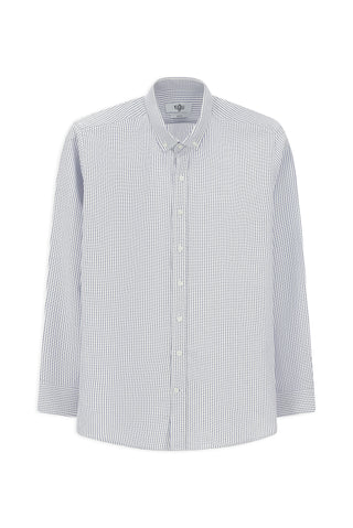  Koyu Mavi  Uzun Kol Slim Fit Dar Kesim Çizgili Pamuk Düğmeli Yaka Gömlek