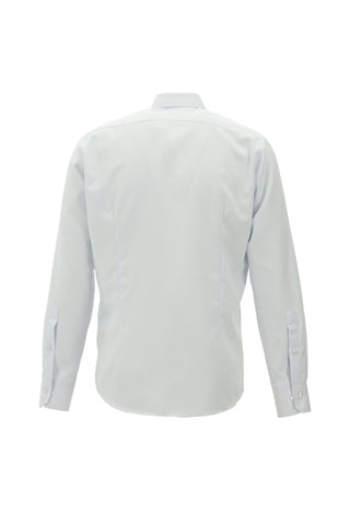  Uçuk Mavi Uzun Kol Slim Fit Dar Kesim Çizgili Pamuklu Kolay Ütülenebilir Gömlek-Ki??l?