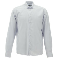 Koyu Mavi  Uzun Kol Slim Fit Dar Kesim Çizgili Pamuklu Kolay Ütülenebilir Gömlek