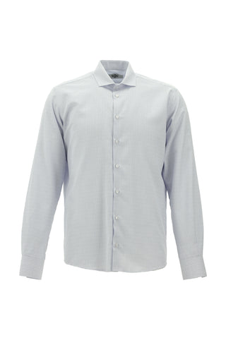  Koyu Mavi  Uzun Kol Slim Fit Dar Kesim Çizgili Pamuklu Kolay Ütülenebilir Gömlek-Ki??l?