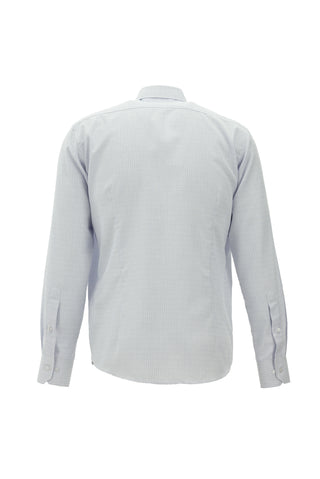  Koyu Mavi  Uzun Kol Slim Fit Dar Kesim Çizgili Pamuklu Kolay Ütülenebilir Gömlek-Ki??l?