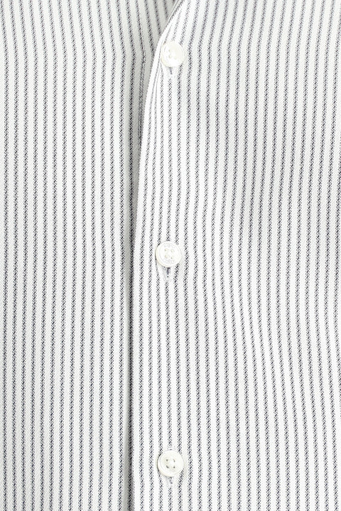 Siyah Uzun Kol Slim Fit Dar Kesim Çizgili Pamuklu Kolay Ütülenebilir Gömlek