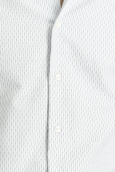 Açık Lacivert Uzun Kol Slim Fit Dar Kesim Çizgili Pamuklu Kolay Ütülenebilir Düğmeli Yaka Gömlek