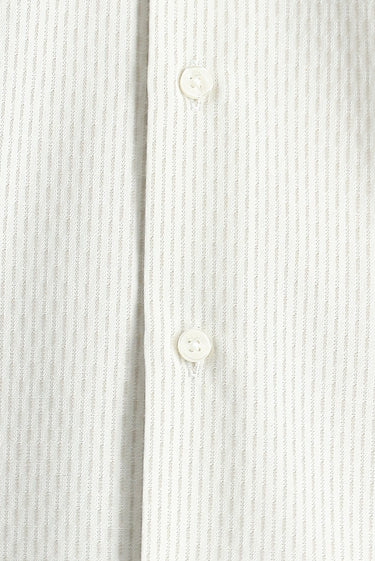 Açık Vizon Uzun Kol Slim Fit Dar Kesim Çizgili Pamuklu Kolay Ütülenebilir Düğmeli Yaka Gömlek