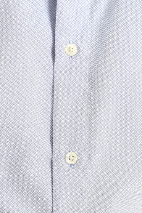 Açık Mavi Kısa Kol Slim Fit Dar Kesim Desenli Pamuk Gömlek