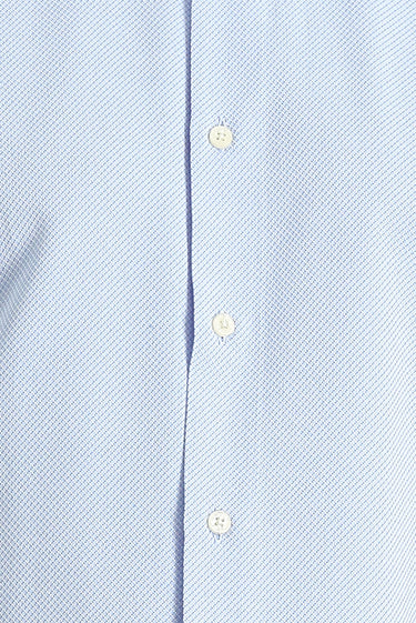 Açık Mavi Kısa Kol Slim Fit Dar Kesim Desenli Pamuklu Kolay Ütülenebilir Gömlek