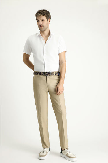 Beyaz Kısa Kol Slim Fit Dar Kesim Desenli Pamuklu Kolay Ütülenebilir Gömlek