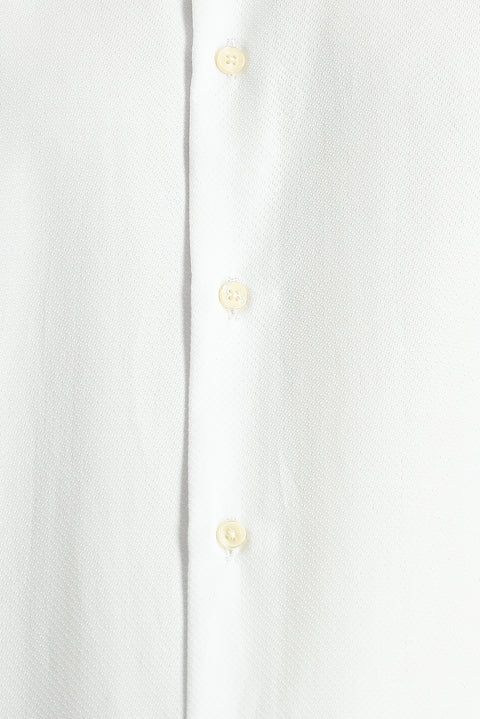 Beyaz Kısa Kol Slim Fit Dar Kesim Desenli Pamuklu Kolay Ütülenebilir Gömlek