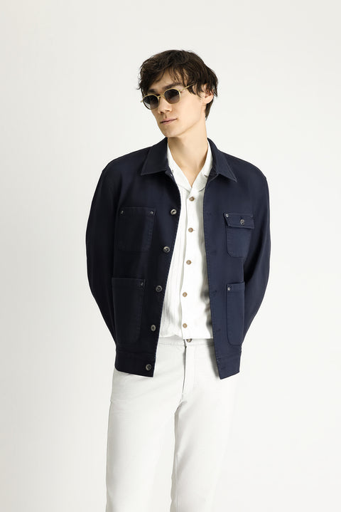 Orta Lacivert Oversize Mevsimlik Spor Pamuklu Ceket Mont