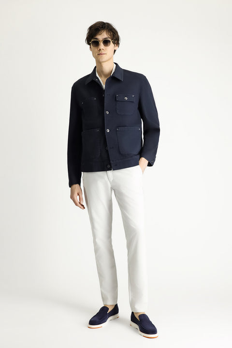 Orta Lacivert Oversize Mevsimlik Spor Pamuklu Ceket Mont