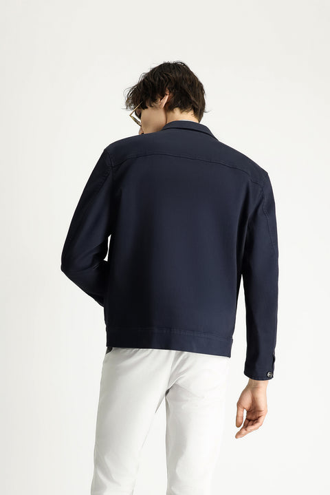 Orta Lacivert Oversize Mevsimlik Spor Pamuklu Ceket Mont