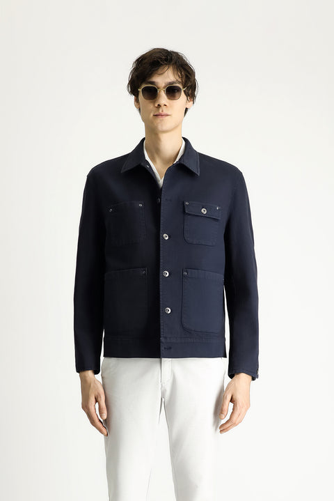 Orta Lacivert Oversize Mevsimlik Spor Pamuklu Ceket Mont