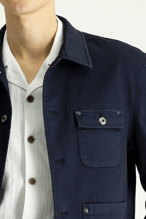 Orta Lacivert Oversize Mevsimlik Spor Pamuklu Ceket Mont