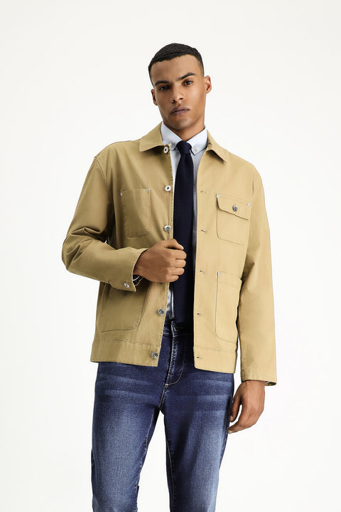 Açık Bej Oversize Mevsimlik Spor Pamuklu Ceket Mont