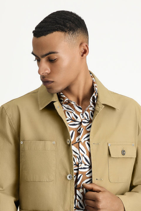 Açık Bej Oversize Mevsimlik Spor Pamuklu Ceket Mont