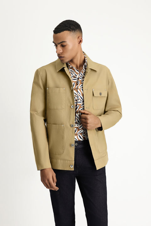 Açık Bej Oversize Mevsimlik Spor Pamuklu Ceket Mont